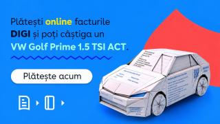 O campanie interesantă pentru clienții DIGI; Plata online a facturilor poate aduce un VW Golf prin tragere la sorți