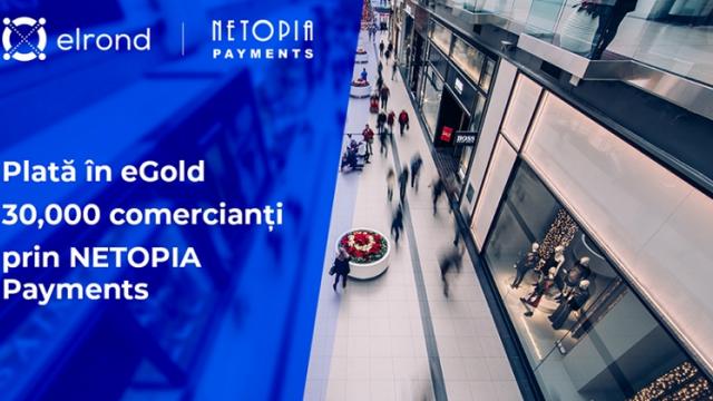 <b>Românii vor putea plăti începând de astăzi cu criptomoneda eGold la cei 30.000 de comercianți parteneri NETOPIA Payments</b>NETOPIA Payments este cel mai utilizat procesator de plăți electronice din România, având în jur de 30.000 de comercianți parteneri. Aceștia și-au anunțat astăzi extinderea parteneriatului cu Elrond, oferind posibilitatea românilor de a face plăți