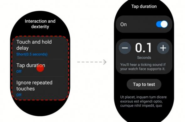 Galaxy Watch 5 - One UI 4.5 (Wear OS 3.5): tapsettings.jpg