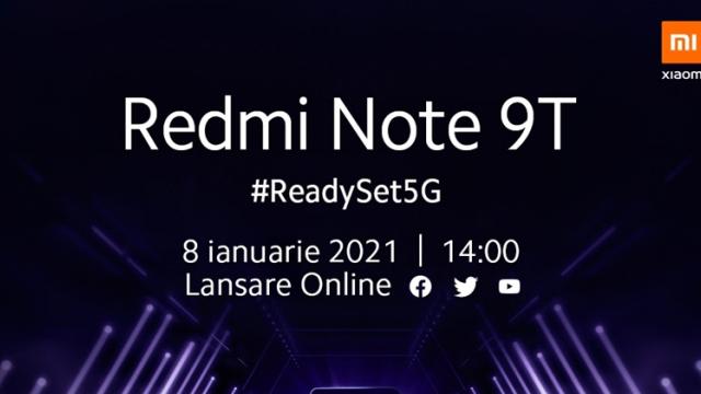 <b>Redmi Note 9T debutează pe 8 ianuarie, într-un eveniment transmis şi în România; Va fi un model 5G accesibil</b>Xiaomi a confirmat astăzi lansarea lui Redmi Note 9T pe 8 ianuarie, ba mai mult decât atât, am aflat că va fi o lansare globală, transmisă inclusiv în România. Vom avea şi un model 5G în cadrul seriei, aşa cum ne arată unul dintre hashtag-urile