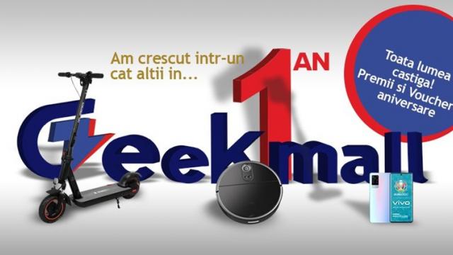 <b>GeekMall.ro aniversează 1 an și te așteaptă cu vouchere și super premii: trotinete, aspiratoare, boxe portabile și multe altele</b>GeekMall.ro este unul dintre noii retaileri de pe plan local, comerciant ce își deschidea porțile virtuale fix în urmă cu un an și care s-a specializat în comercializarea de produse din China, de la aspiratoare robot, verticale