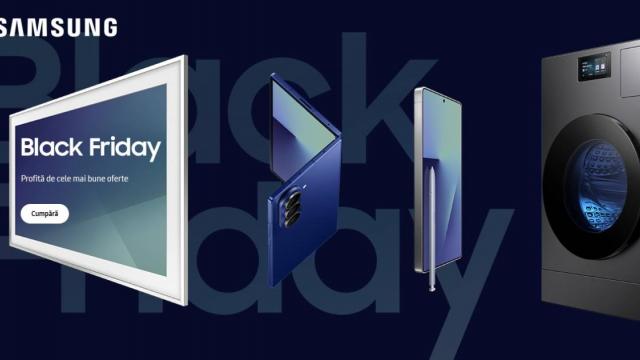 <b>A început Black Friday la Samsung: vouchere, Black Days, reduceri de până la 45% şi premii</b>Samsung România abordează diferit Black Friday 2025, anunţând şi o serie de jocuri cu premii în vouchere, nu doar reducerile clasice. Avem vouchere, Black Days şi alte bunătăţi, detaliate mai jos. Reducerile sunt până la 45% şi avem şi vouchere exclusive