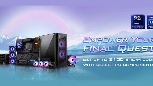 <b>Campania „Empower Your Final Quest” de la MSI aduce gamerilor coduri Steam de până la 100 de dolari la achiziția de componente eligibile</b>MSI a lansat o campanie promoțională pentru gameri! În perioada 1 octombrie - 31 decembrie 2025, achiziția de componente MSI eligibile îți aduce un cod Steam gratuit, cu valoare cuprinsă între 10 și 100 de dolari, în funcție de produsul cumpărat