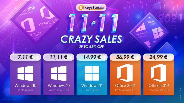 <b>(P) Single's Day vine cu oferte speciale pe Keysfan.com; Pachet 2x licențe Windows 10 la doar 11.11 euro</b>O sărbătoare importantă din China este și Single's Day (11.11), celebrată pe data de 11 noiembrie și chiar mai mare decât Black Friday atunci când ne referim la reducerile oferite. Printre retailerii care vin cu asemenea campanii tematice