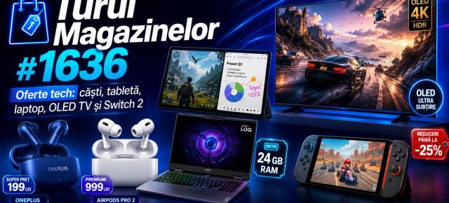 Turul Magazinelor #1636: Căști de 100 de lei, reducere la AirPods Pro, laptop cu 24 GB RAM la discount