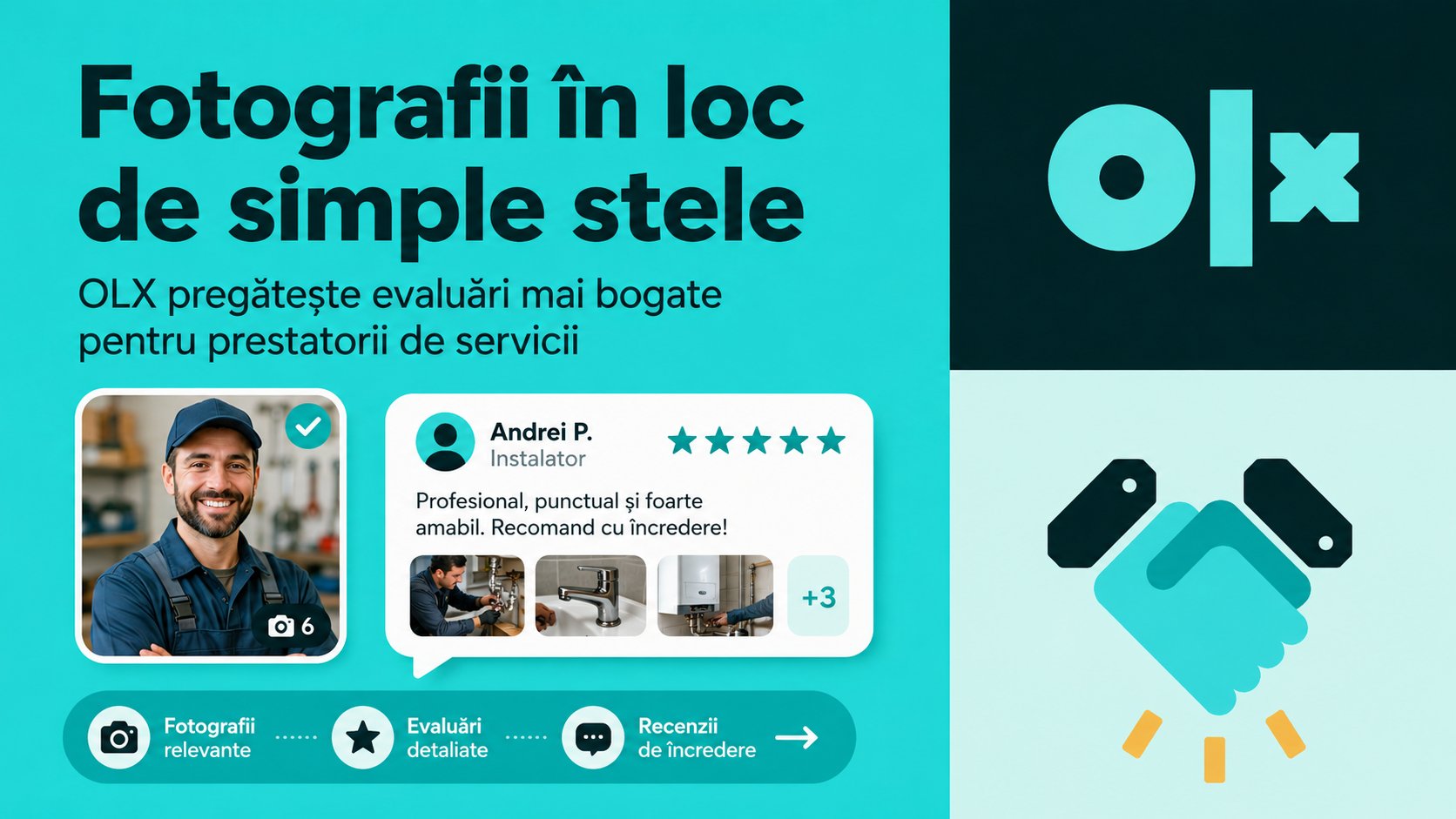 Fotografii în loc de simple stele: OLX pregătește un sistem mai bogat de evaluare a prestatorilor
