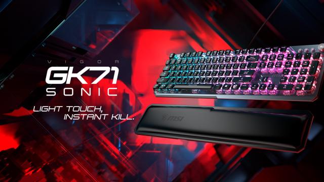 <b>CES 2023: MSI prezintă tastatura VIGOR GK71 cu switch-uri mecanice Blue şi o placă de bază Godlike</b>MSI a prezentat şi periferice la CES 2023, inclusiv o tastatură cu switch-uri mecanice Blue, dar şi o placă de bază cu un design ce mă duce cu gândul la un Lamborghini. Primul produs este MSI VIGOR GK71 SONIC, iar al doilea MSI MEG Z790 