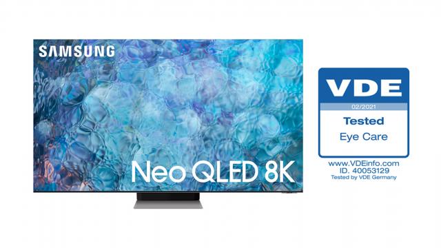 <b>Televizoarele Samsung Neo QLED 2021 primesc certificarea "Eye Care" din partea Asociației de Inginerie, VDE</b>Samsung Electronics a anunţat în această săptămână ca gama să de televizoare Neo QLED din 2021 a obţinut prima certificare "Eye Care" de acest tip din partea Verband Deutscher Elektrotechniker (VDE), o Asociaţie de Inginerie apreciată pentru certificări