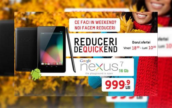 Google Nexus 7 de 16 GB la promoție În weekend