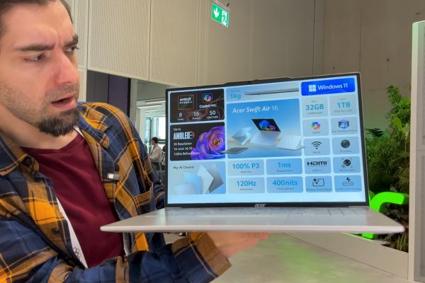 Acer Swift Air 16 hands on: laptop de sub 1 kilogram, dar acum cu un ecran MARE şi AI