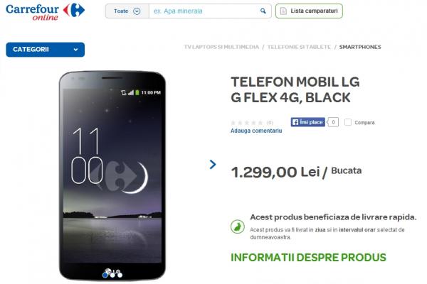 LG G Flex beneficiază de un super preț de doar 1299 lei prin intermediul Carrefour Online!