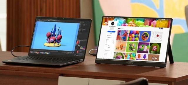 E LUNI e AMAZON: Monitor portabil ARZOPA Z1C de 16,1” FHD, 100% sRGB, ultra-subțire cu suport, HDMI/USB-C și protecție pentru ochi