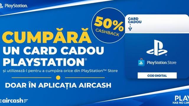 <b>[UPDATE – Oferta s-a încheiat] Cashback generos pentru gameri: Aircash oferă 50% înapoi la cardurile cadou PlayStation</b>Dacă ești utilizator de PlayStation și încă nu folosești Aircash, acum e un moment foarte bun să arunci un ochi peste aplicație. În perioada 28 iulie - 6 august 2025, Aircash derulează o promoție cu cashback de 50% la achiziția unui card cadou PlayStation