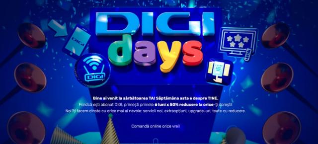 DIGI DAYS 2021 aduce abonaților 6 luni cu 50% reducere la noile servicii contractate, extraopțiuni sau upgrade-uri