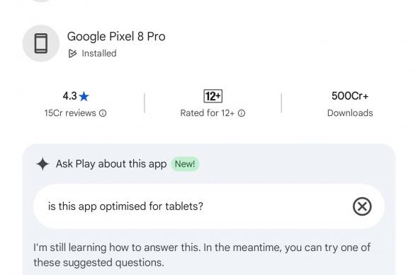 Gemini AI a ajuns și în Play Store: instagram-google-play-ask-app-question.jpeg