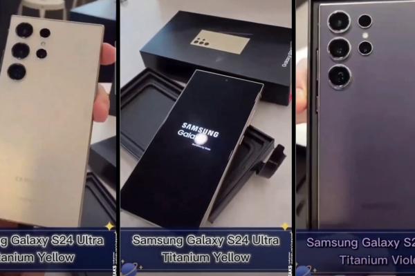 Samsung Galaxy S24 Ultra primește un unboxing cu ore înainte de lansare; Apare pe nuanțele Titanium Gray, Yellow și Violet