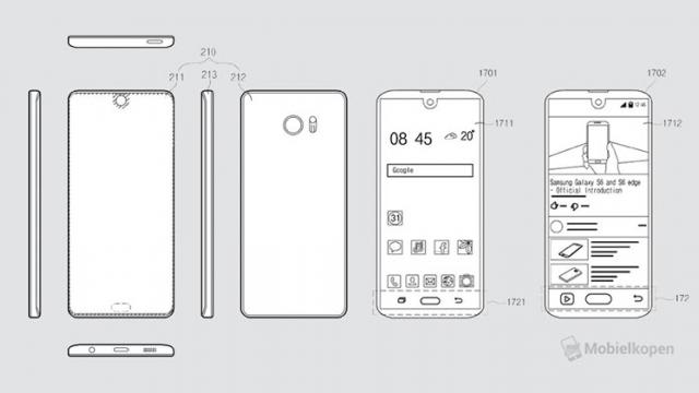 <b>Samsung ia în calcul decupajul a la iPhone X; Noi brevete arată şi împrumutul de design de la Xiaomi sau Essential Phone</b>Conform unor noi brevete primite de către sud-coreenii de la Samsung se pare că un design în stil a la iPhone X cu decupaj în ecran nu este exclus pentru un viitor terminal. Vedem prin intermediul publicației mobielkopen.net câteva astfel de 