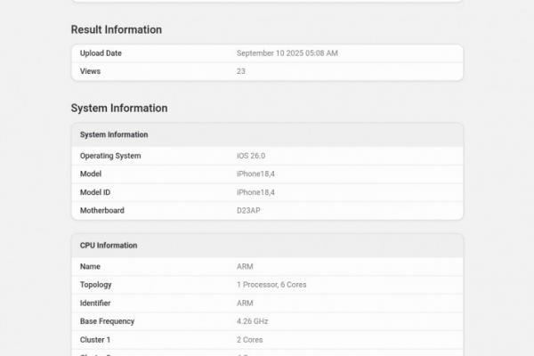 iPhone 17 Air - Geekbench