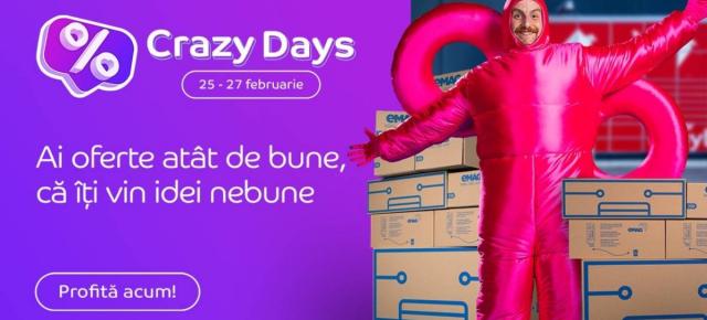 Crazy Days la eMAG: Trei zile de reduceri surpriză! Iată ce poți cumpăra între 25-27 februarie