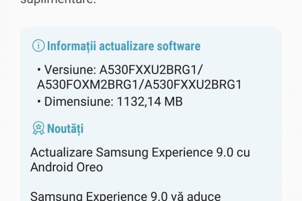 Capturi ecran actualizare Android Oreo pe Samsung Galaxy A8 2018
