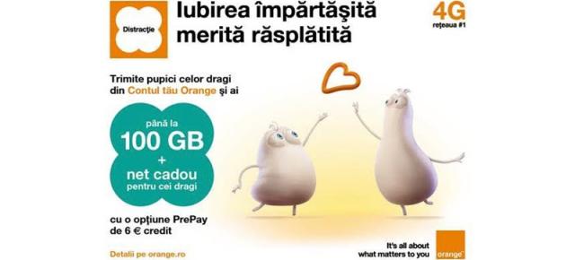 Orange îţi dă 100 GB net cadou de Valentine's Day, la Cartela Prepay