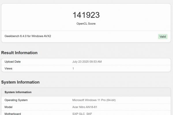 ACER Nitro 18 AI (AN18-61) - Benchmarks