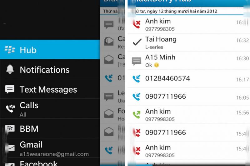 Noi capturi de ecran din BlackBerry 10 OS: interfață curată, bine organizată, noi iconuri arătoase: blackberry_hub.jpg