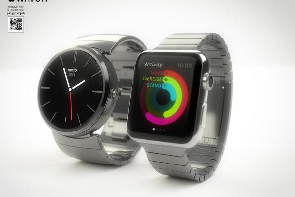 Apple Watch comparat cu Moto 360, Samsung Gear 2 Neo și Pebble Steel Într-o serie de randări profesioniste