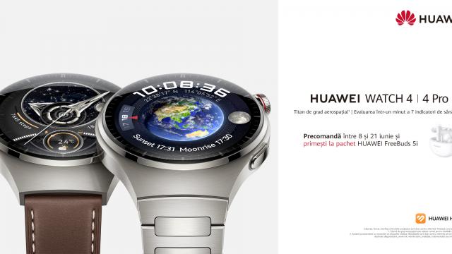 <b>Ceasurile HUAWEI Watch 4 și Watch 4 Pro sunt disponibile local alături de o pereche de căști cadou și extra reducere</b>Cele mai noi ceasuri premium smart de pe piața locală sunt HUAWEI Watch 4 și Watch 4 Pro, modele pe care le găsești la precomandă încă din data de 8 iunie, ziua în care am publicat și noi recenzia variantei Pro (aici). Cu design actualizat