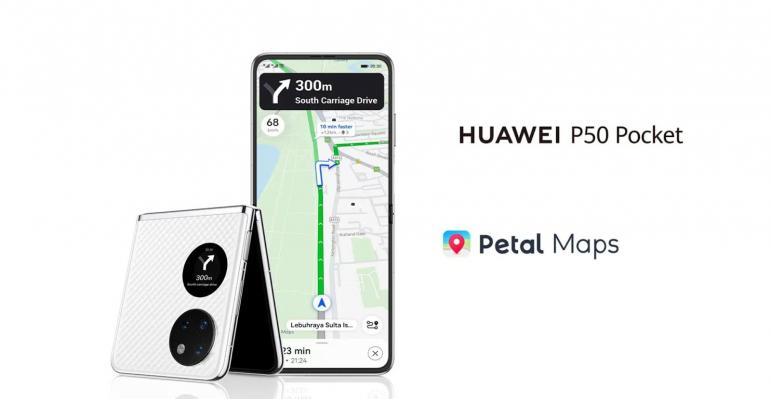 Petal Maps ajunge pe ecranul exterior al telefonului pliabil Huawei P50 Pocket