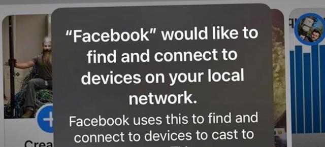 iOS 14 ne va avertiza atunci când o aplicație de pe telefon caută dispozitive conectate în rețea, una dintre acestea fiind Facebook