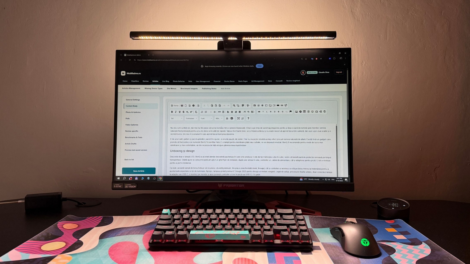 BenQ ScreenBar Halo 2 Review: Soluția premium pentru un iluminat sănătos la birou, poți spune adio ochi obosiți 