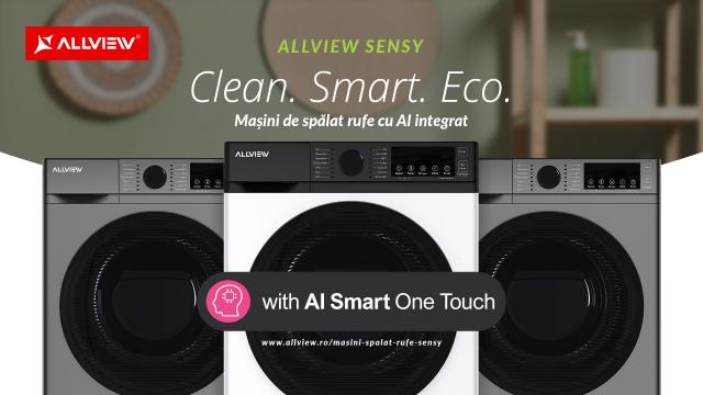 <b>Allview lansează mașinile de spălat rufe Sensy W800 și W1000, capacitate de 8 kg, 10 kg și AI pentru reducerea vibrațiilor</b>Allview se depărtează ușor ușor de zona smartphone și se axează pe domenii mai profitabile precum cel de panouri fotovoltaice și mai nou electrocasnice. Am avut prezentate în luna iunie aparatele de aer condiționat Sensy