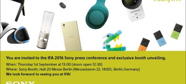 Sony trimite invitaţii pentru evenimentul său de presă de la IFA 2016; Va aduce în Germania cel puţin un smartphone nou și detalii despre headset-ul VR