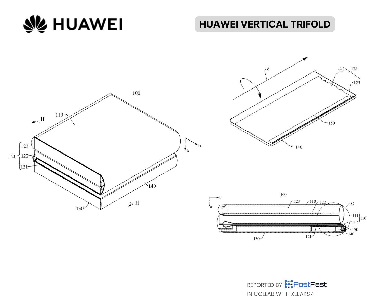 Huawei - Telefon triplu-pliabil Flip (Brevet) (galerie)
