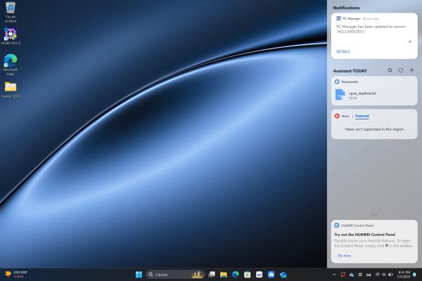 HUAWEI MateBook X Pro (2024) - OS, funcții speciale
