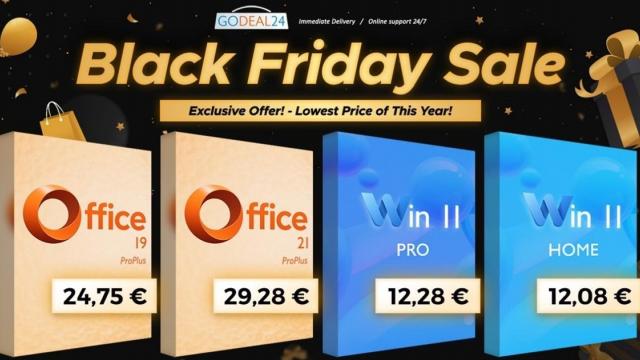 <b>Ultimele ore de Black Friday pe Godeal24; reduceri la Windows și Office, cu Office 2021 Pro Plus activare pe viață în super ofertă</b>Dacă mai ai loc în coșul de cumpărături de Black Friday, ar fi bine să arunci un ochi pe ofertele de la Godeal24. Site-ul vinde licențe software legitime, livrate pe mail, la prețuri aproape neverosimile. Cea mai tare reducere? Microsoft Office 2021 Pro 