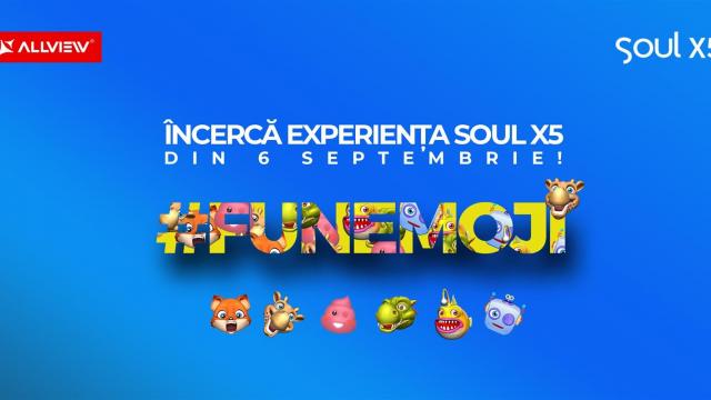 <b>Allview Soul X5 vine pe 6 septembrie; Iată un teaser pe bază de Fun Emoji (Video)</b>Allview oferă astăzi un nou teaser pentru viitorul său telefon, modelul Allview Soul X5, care este aşteptat să debuteze pe 6 septembrie. Până acum am avut teasere legate de camera sa, de AI şi procesor şi recent am aflat şi de conceptul de FunEmoji. 
