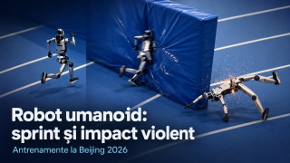 Robot umanoid lovește un perete și produce scântei la antrenamentele World Humanoid Robot Games 2026