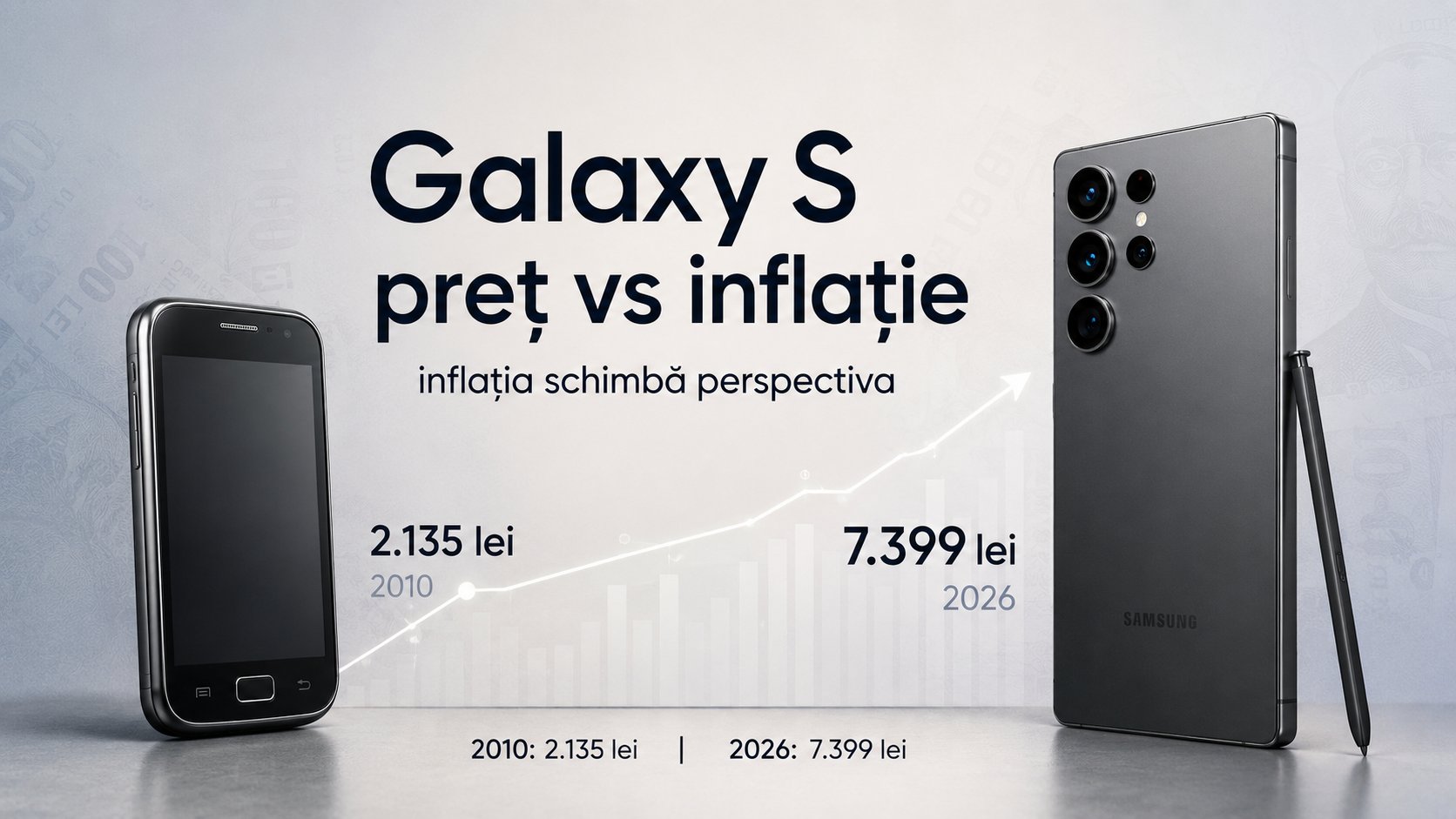 Samsung Galaxy S, de la 2.135 lei în 2010 la 7.399 lei în 2026 – inflația arată însă că modelele mai vechi au fost uneori mai scumpe în termeni reali!