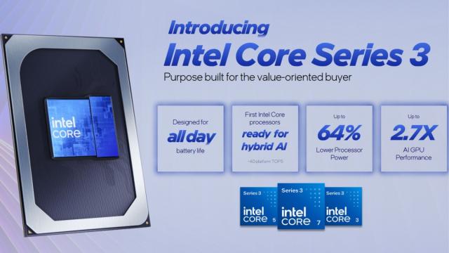 <b>Noile procesoare Intel Core 3 aduc performanță și eficiență pentru laptopurile de buget</b>Iată că după lansarea procesoarelor Core Ultra, Intel face un pas și spre laptopurile de buget, prin anunțarea CPU-urilor Core Series 3. Ele sunt concepute special pentru laptopurile mai accesibile, deși performanța și eficiența arată tare bine pe hârtie