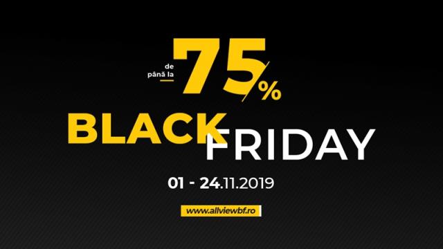 <b>Allview organizează campania de reduceri Black Friday 2019 în perioada 1 - 24 noiembrie! Avem și oferte de tip 1+1 gratis</b>Luna noiembrie ne bate la ușă cu promoțiile de Black Friday pregătite să debuteze oficial în ofertele retailerilor. Printre acești comercianți care vor începe campaniile de reduceri încă din prima zi a lunii noiembrie se numără 