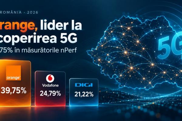 Orange ajunge la aproape 40% acoperire 5G în măsurătorile nPerf, peste Vodafone și DIGI