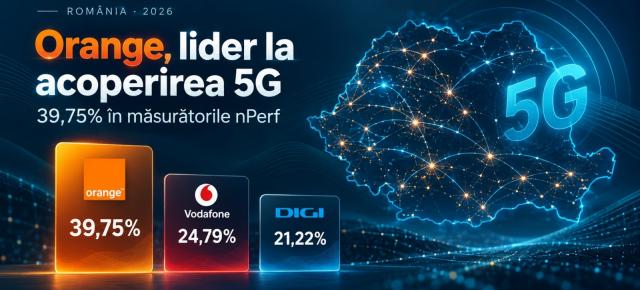 Orange ajunge la aproape 40% acoperire 5G în măsurătorile nPerf, peste Vodafone și DIGI