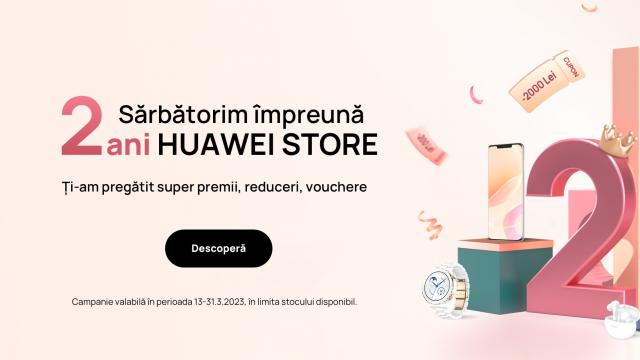 <b>Ce a pregătit HUAWEI Store la aniversare sa de 2 ani? Oferte speciale, extra reduceri, ba chiar și un HUAWEI Mate 50 Pro ca premiu </b>În cazul în care nu știai, luna martie este un moment de sărbătoare pentru HUAWEI Store - magazin online care împlinește 2 ani de activitate. Se lasă cu o cinste din partea retailerului, mai precis cu premii, promoții și extra reduceri