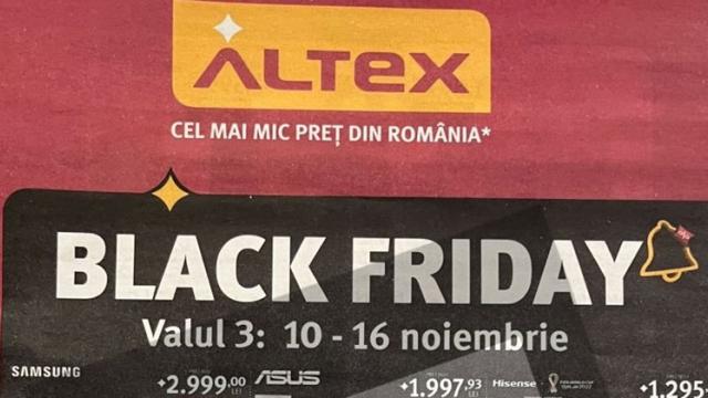 <b>Ce produse noi intră în catalogul ALTEX de Black Friday? Catalogul pentru valul 3 de reduceri (10-16 noiembrie) e aici!</b>Leak-urile sosesc mai rapid decât ne-am aștepta pe BF.ro! Până acum am aflat despre reduceri cu câteva ore înainte ca ele să înceapă. Totuși, în această seară a sosit catalogul Altex aferent valului 3 de reduceri Black Friday, din perioada 10-16 noiembrie