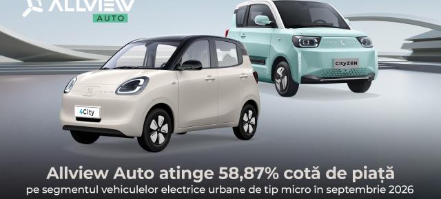 Allview Auto ajunge la 58,87% pe segmentul microcar electric; CityZEN și 4City ocupă primele două locuri