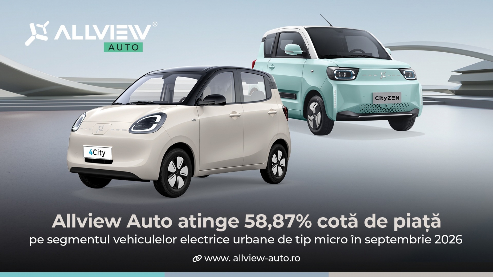 Allview Auto ajunge la 58,87% pe segmentul microcar electric; CityZEN și 4City ocupă primele două locuri