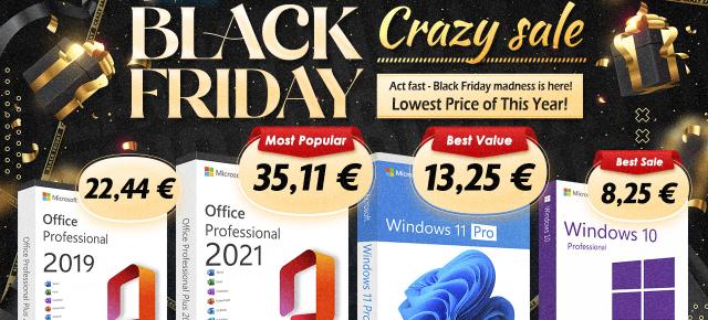 Avem Black Friday și pe GoDeal24, fiind cea mai bună perioadă din an pentru achiziția de licențe Windows și Office la cele mai bune prețuri