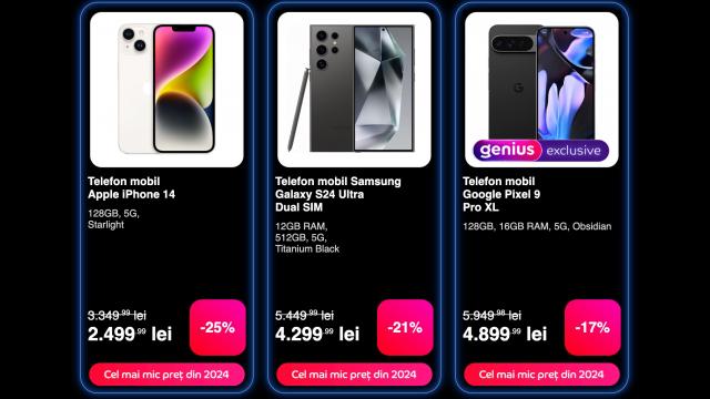 <b>Top 10 telefoane cu cele mai mari reduceri de Black Friday la eMAG</b>Pentru Black Friday 2024, am analizat catalogul celor de la eMAG și am selectat 10 telefoane cu cele mai mari reduceri. Scopul este să-ți simplificăm căutarea și să-ți oferim rapid acces la cele mai avantajoase oferte. Lista de mai jos conține telefoanele